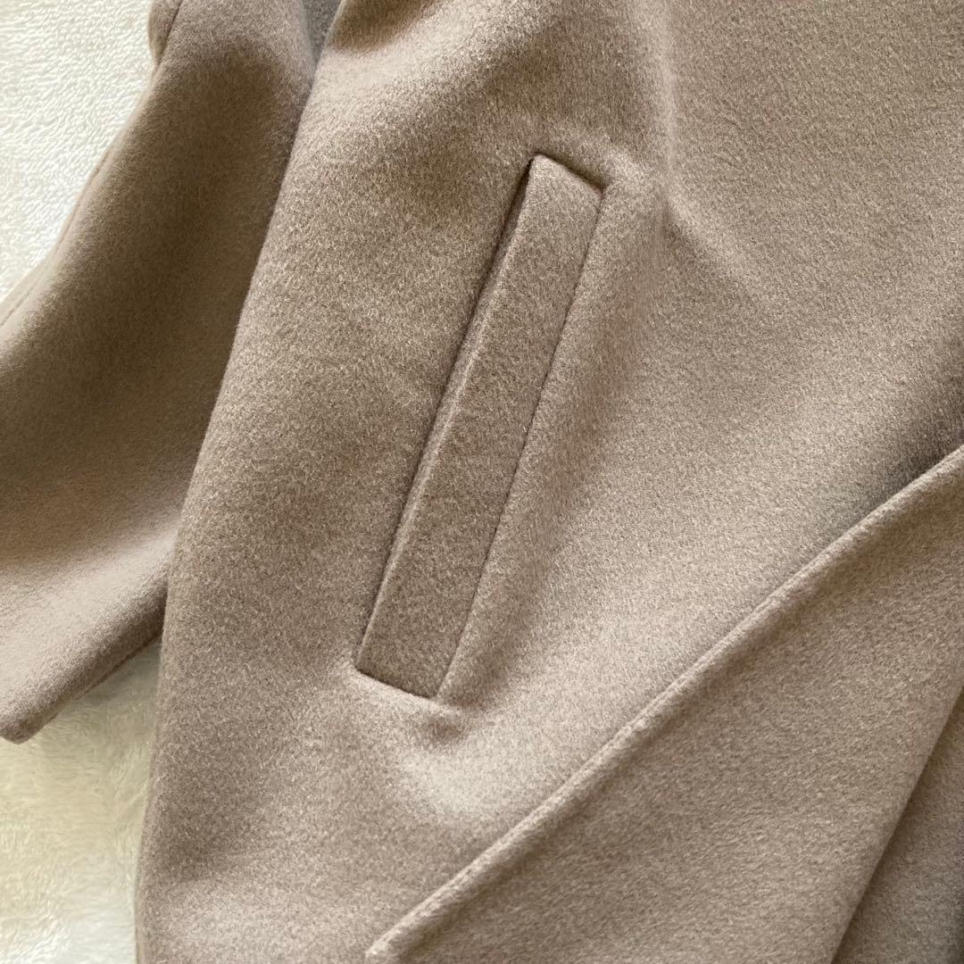 美品】INDIVI 36 ハミルトンラムズウール ステンカラーリバーコート