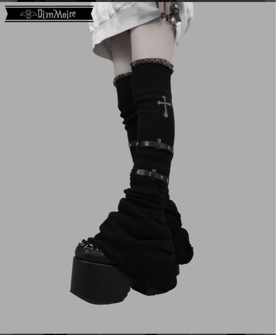 DimMoire ディムモアール 十字の誓いニーハイウォーマー【Black】 黒 DimMoire【ディムモアール】十字の誓いニーハイウォーマー/Gray