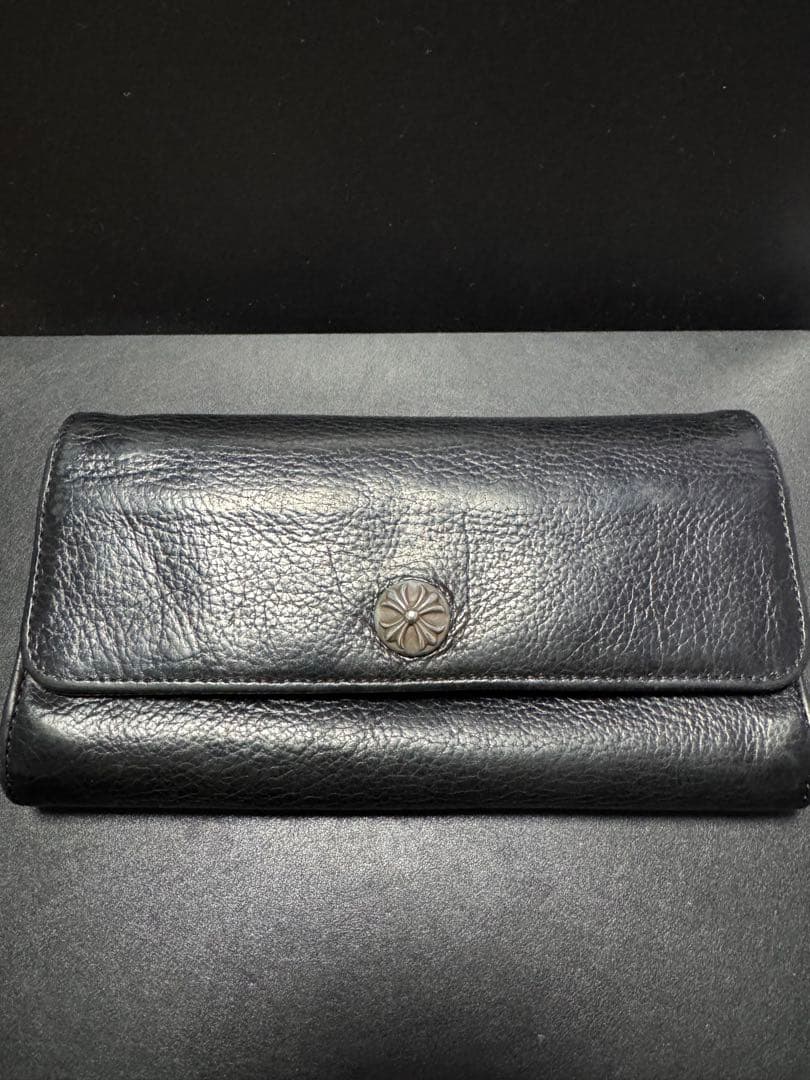 クロムハーツ ジュディ レザー ウォレット クロムハーツジュディウォレットクロスボタンブラックヘビーレザー