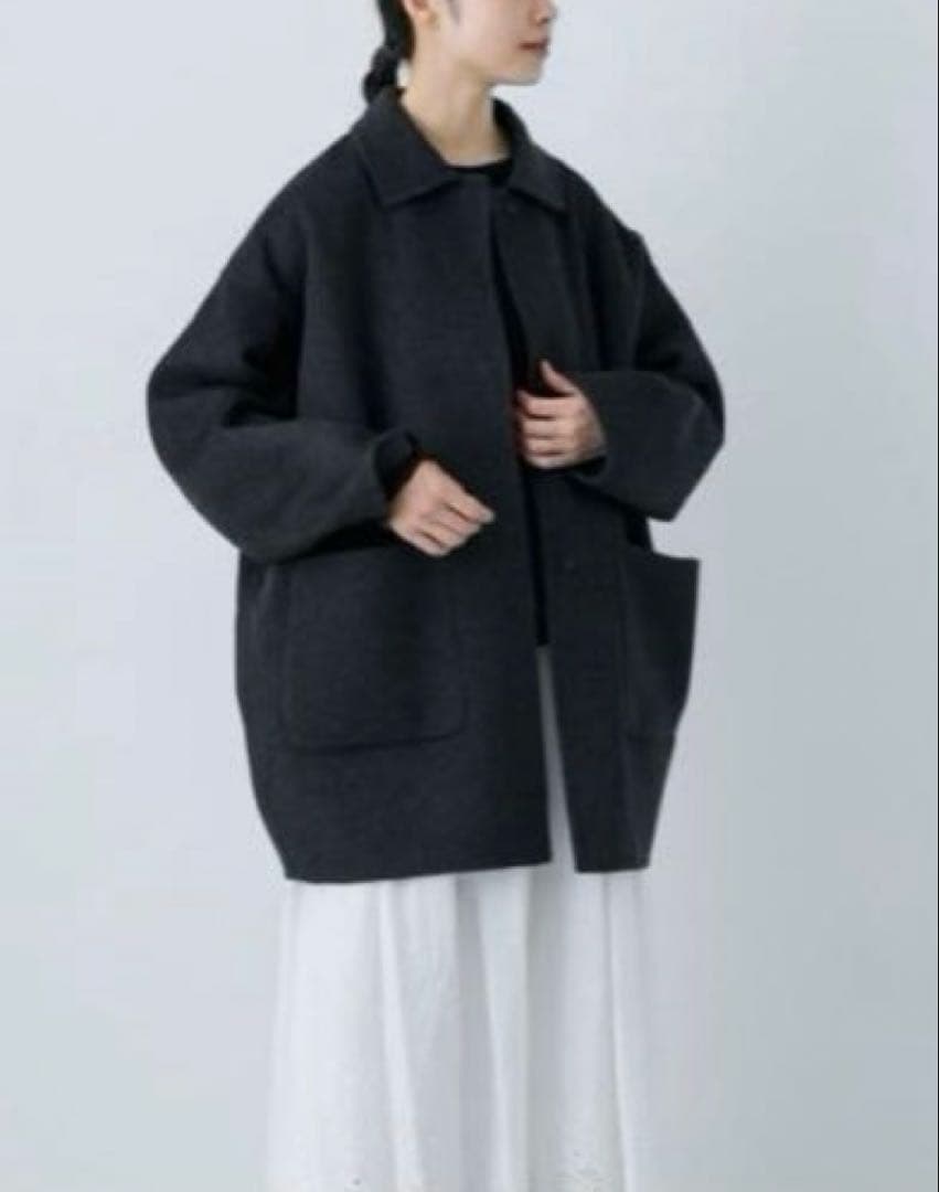 かぐれ/ウールステンカラーコートショートコート カグレ かぐれ ウールステンカラーショートコート （ブラック