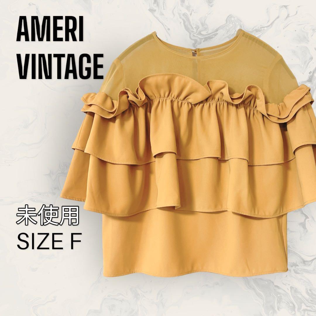 【未使用】 AMERI VINTAGE UNDULATE SHEER TOP ASOS DESIGN flared sleeve metallic sheer top with slash neck in