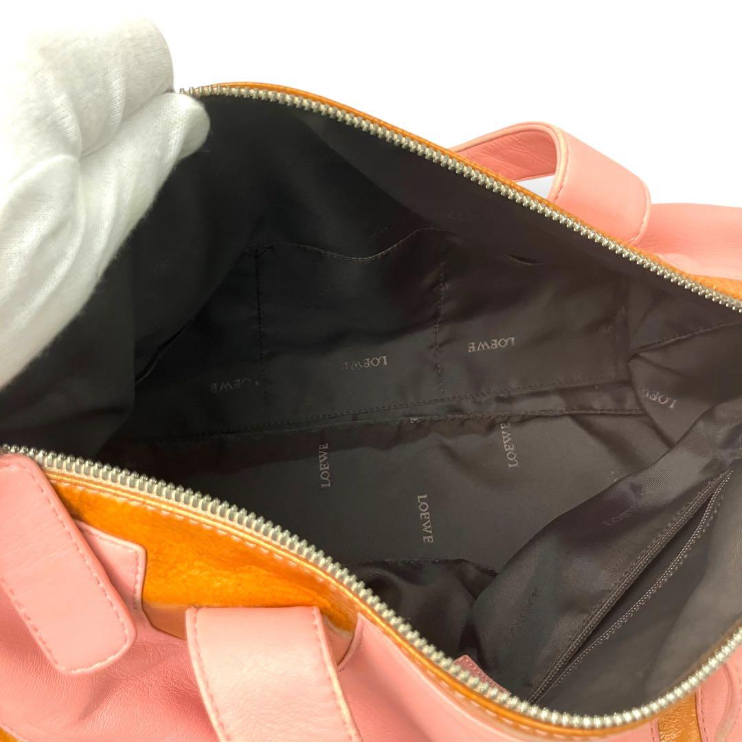 LOEWE ロエベ ミニボストンバッグ シープスキン ピンク アナグラム