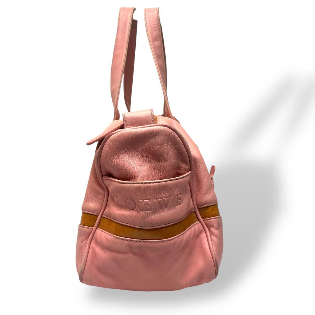 LOEWE ロエベ ミニボストンバッグ シープスキン ピンク アナグラム