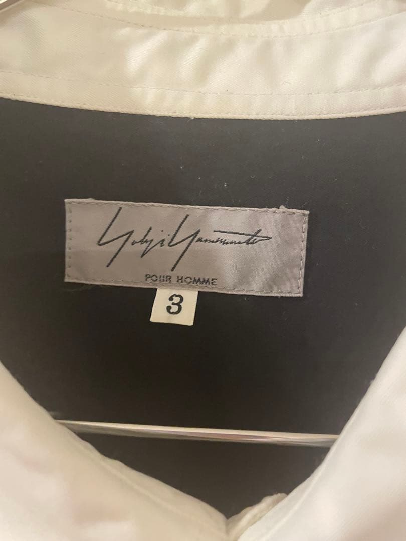 本日限定ヨウジヤマモト プールオム 長袖シャツ L 襟裏黒 オキシ洗浄