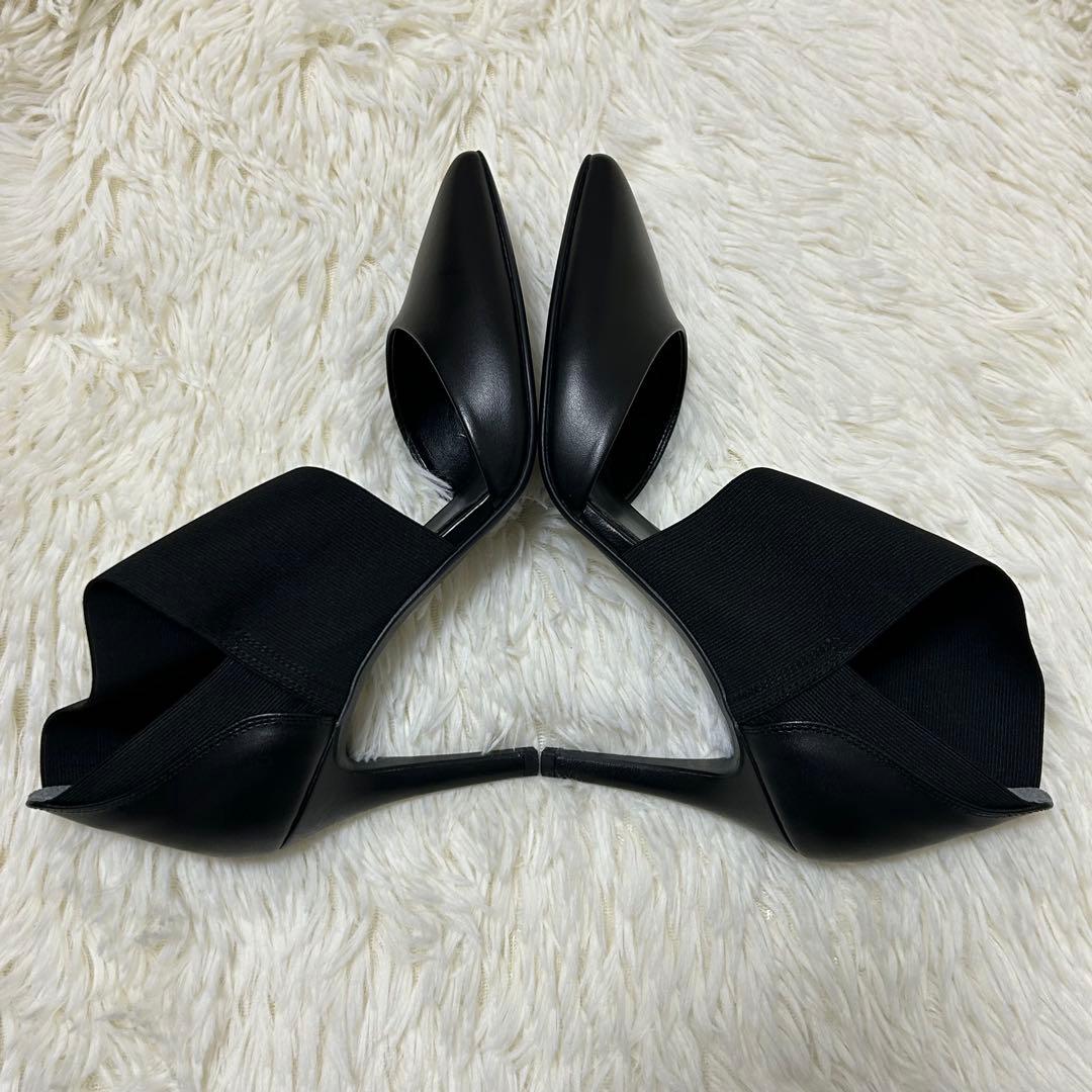 極美品】DIANA ダイアナ ポインテッドトゥ ハイヒール ゴムベルト 黒