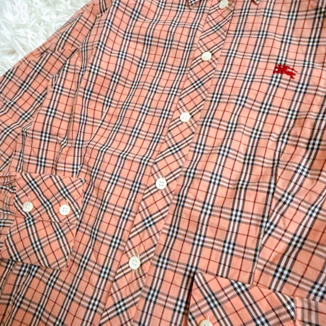 Burberry ブルーレーベル ノバチェック ブラウス 長袖 オレンジ 38