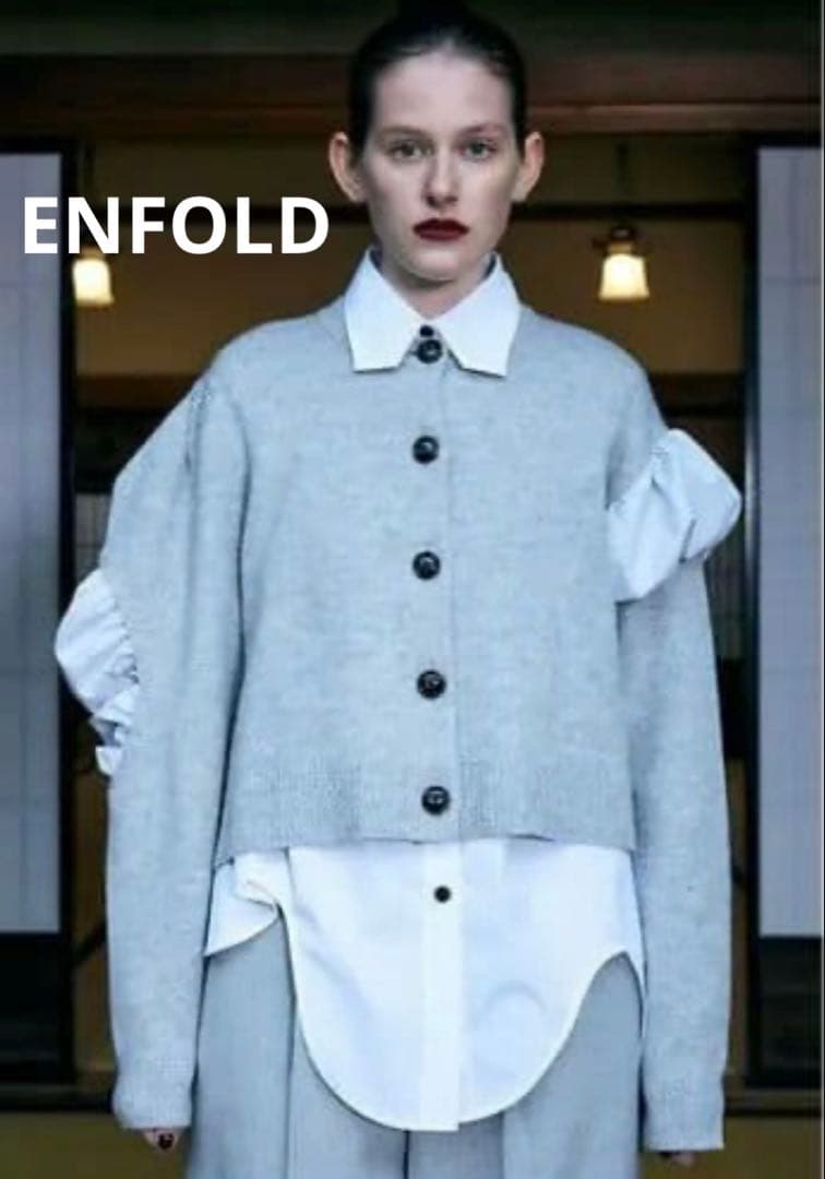 ENFOLD LAYERED CARDIGAN レイヤード カーディガン 38 FAKE-LAYERED CARDIGAN｜38｜D/GRN｜KNIT WEAR｜ENFÖLD OFFICIAL