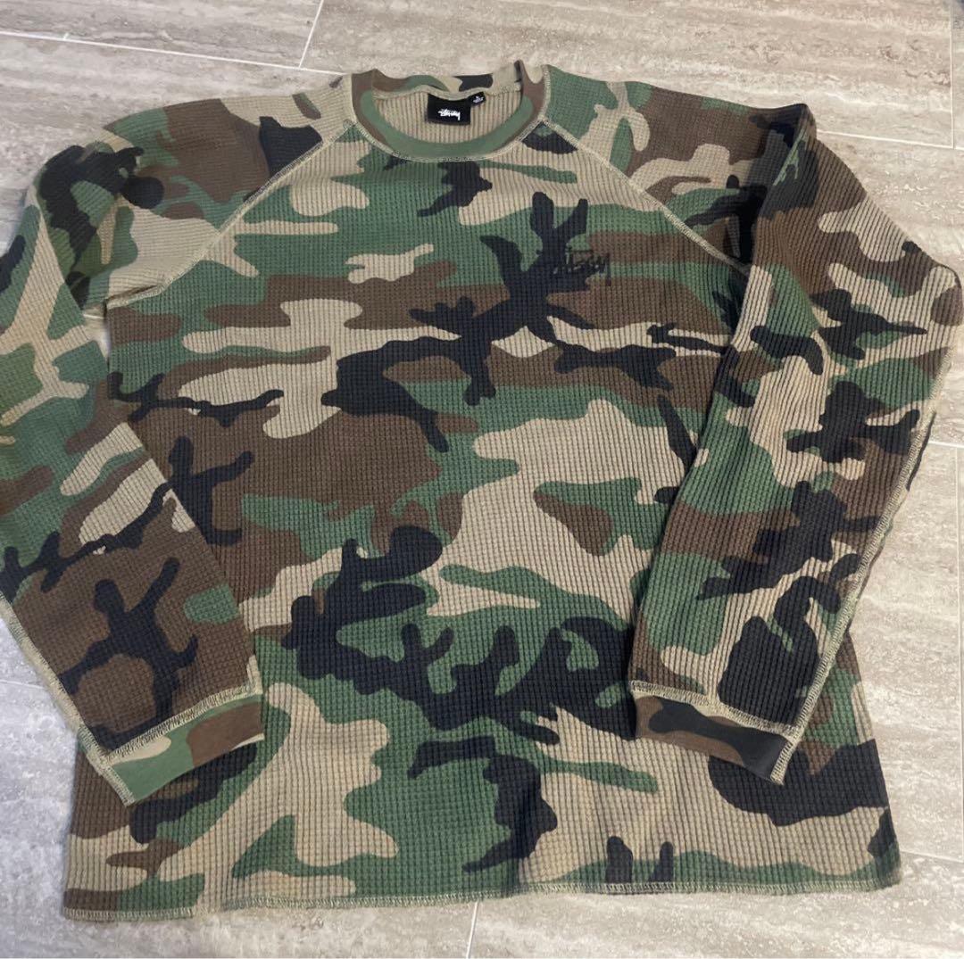 Stüssy 迷彩柄 Lサイズ 長袖カットソー　サーマル STUSSY】Raglan Thermal LS Crew Desert Camo (STUSSY/Tシャツ