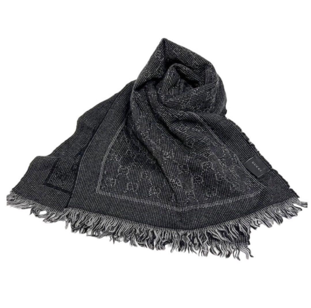 即購入⭕️ GUCCI GGマーク ロゴ ウール ストール マフラー ブラック系 GUCCI（グッチ） マフラー 570603 3G200 3GB18 レディース GGロゴ
