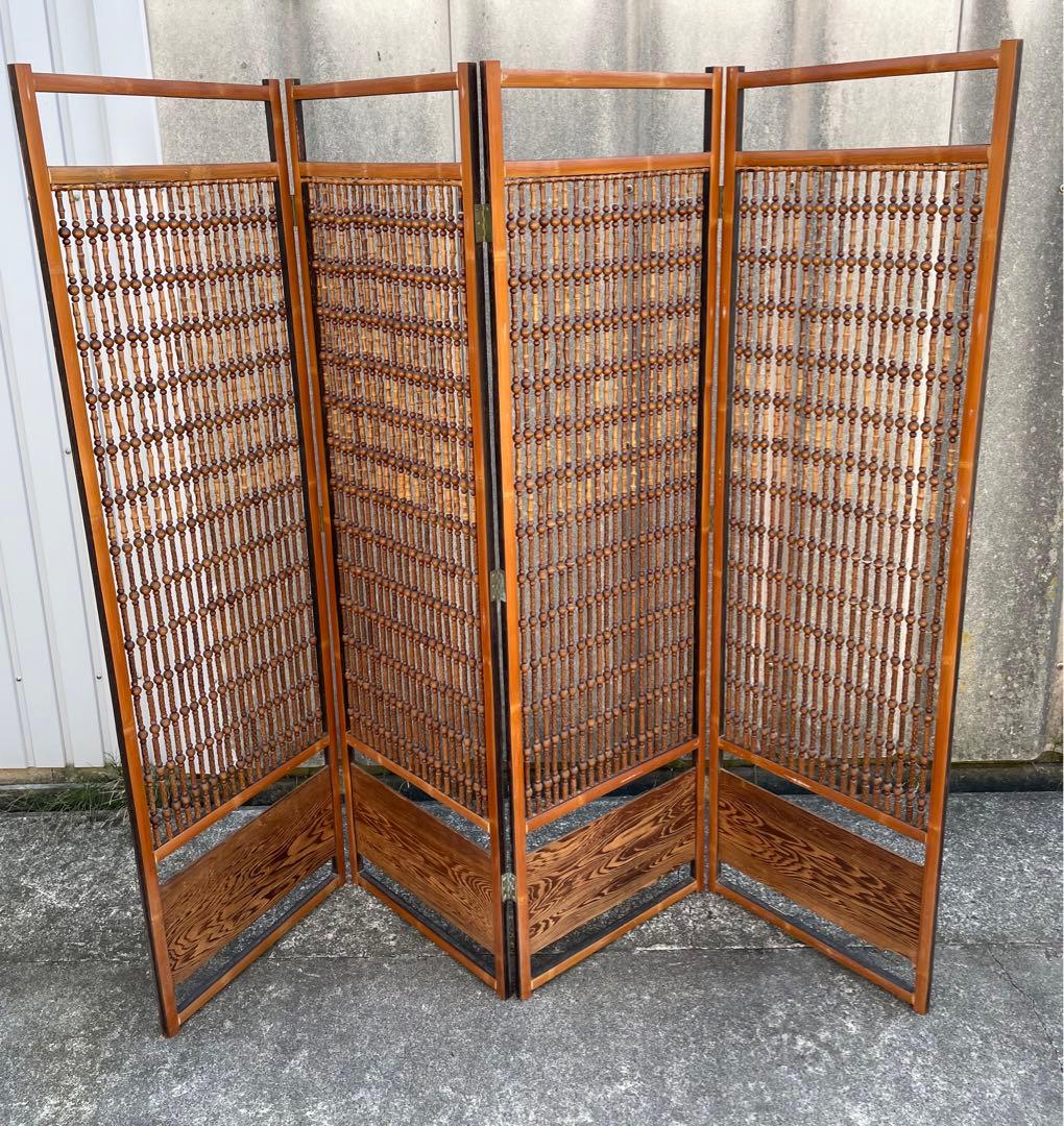 ビンテージ/古道具/当時物/木製/和風/衝立/パーテーション/4連/間仕切り 衝立 和風 パーテーション 4連 格子衝立 おしゃれ 屏風 和モダン