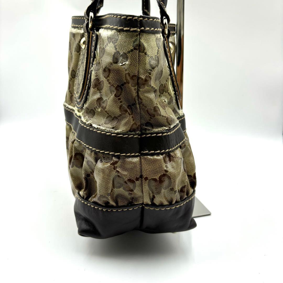 希少 GUCCI グッチ ハンドバッグ クリスタル gg柄 レザー キャンバス