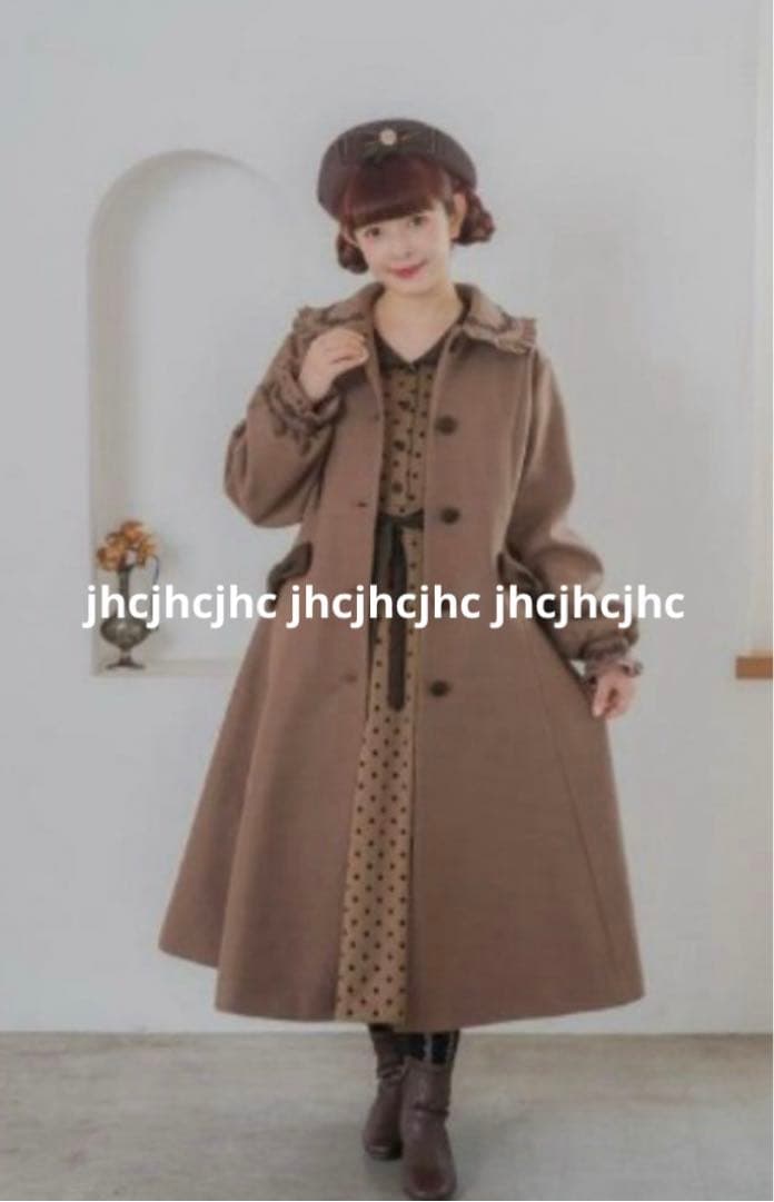 ブラウン 新品 しまむら 青木美沙子 ロングフレアコート LLサイズ しま