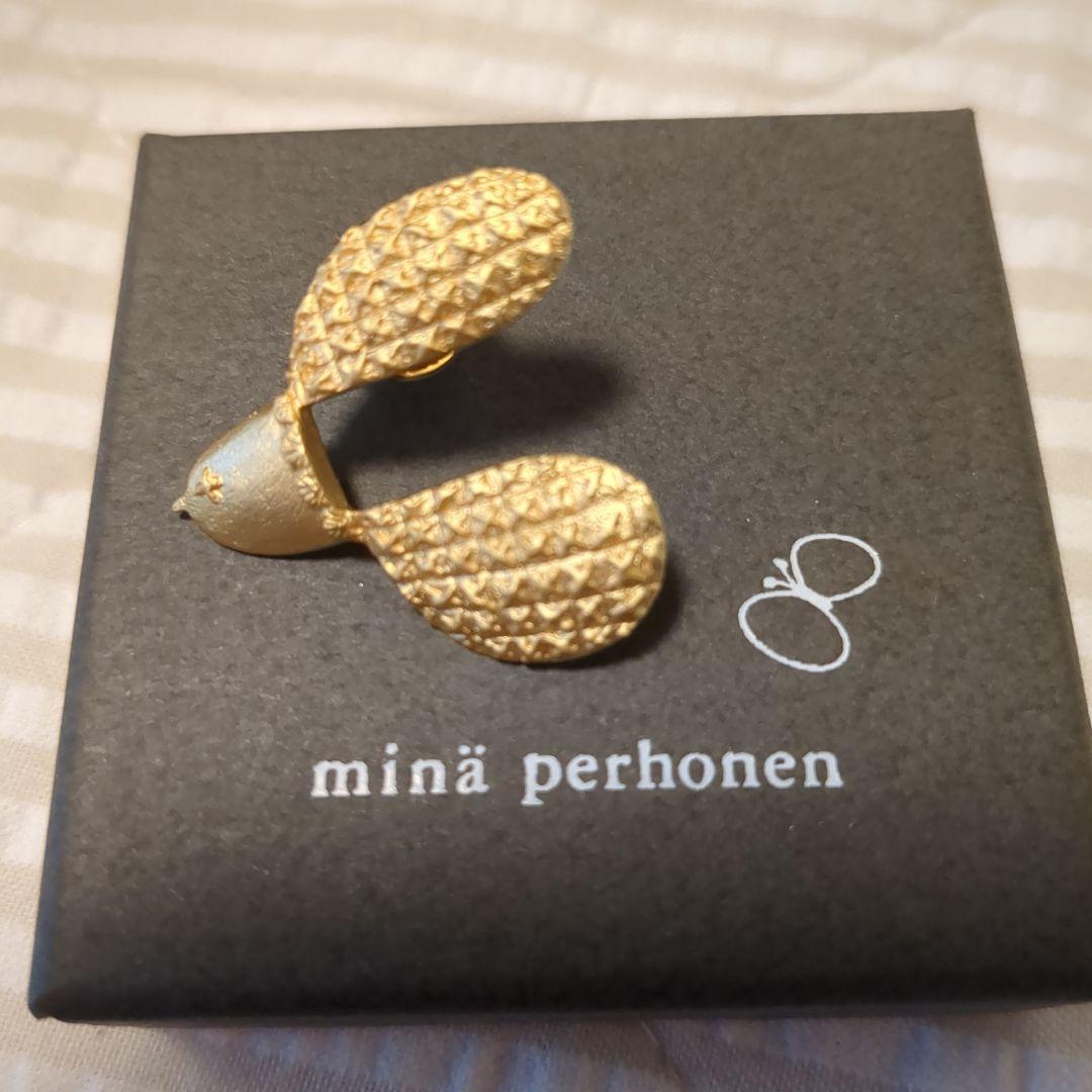 minä perhonen ゴールド ピンブローチplover 美品/定価1.2万】ミナペルホネン mina perhonen tambourine 真鍮