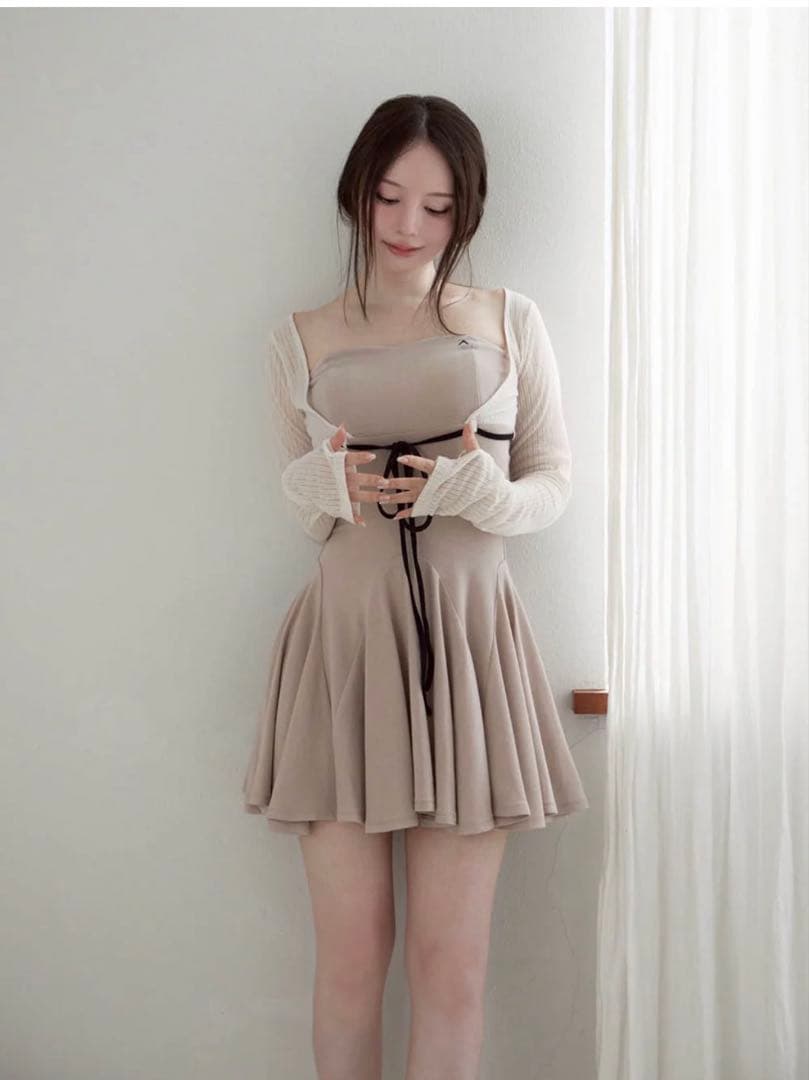 ワンピース Lona ribbon mini dress andmary ANDMARY】Lona ribbon mini dress