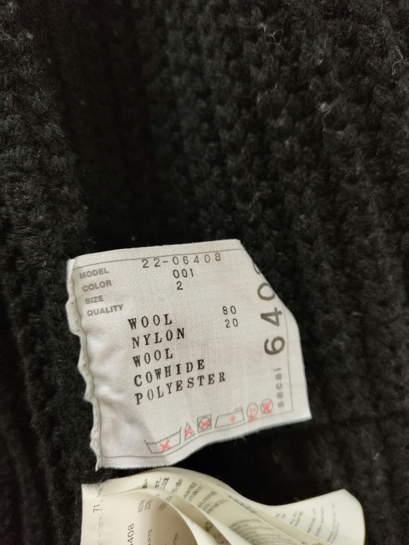 2022awニット変形デザインコートサイズ2 ブラック