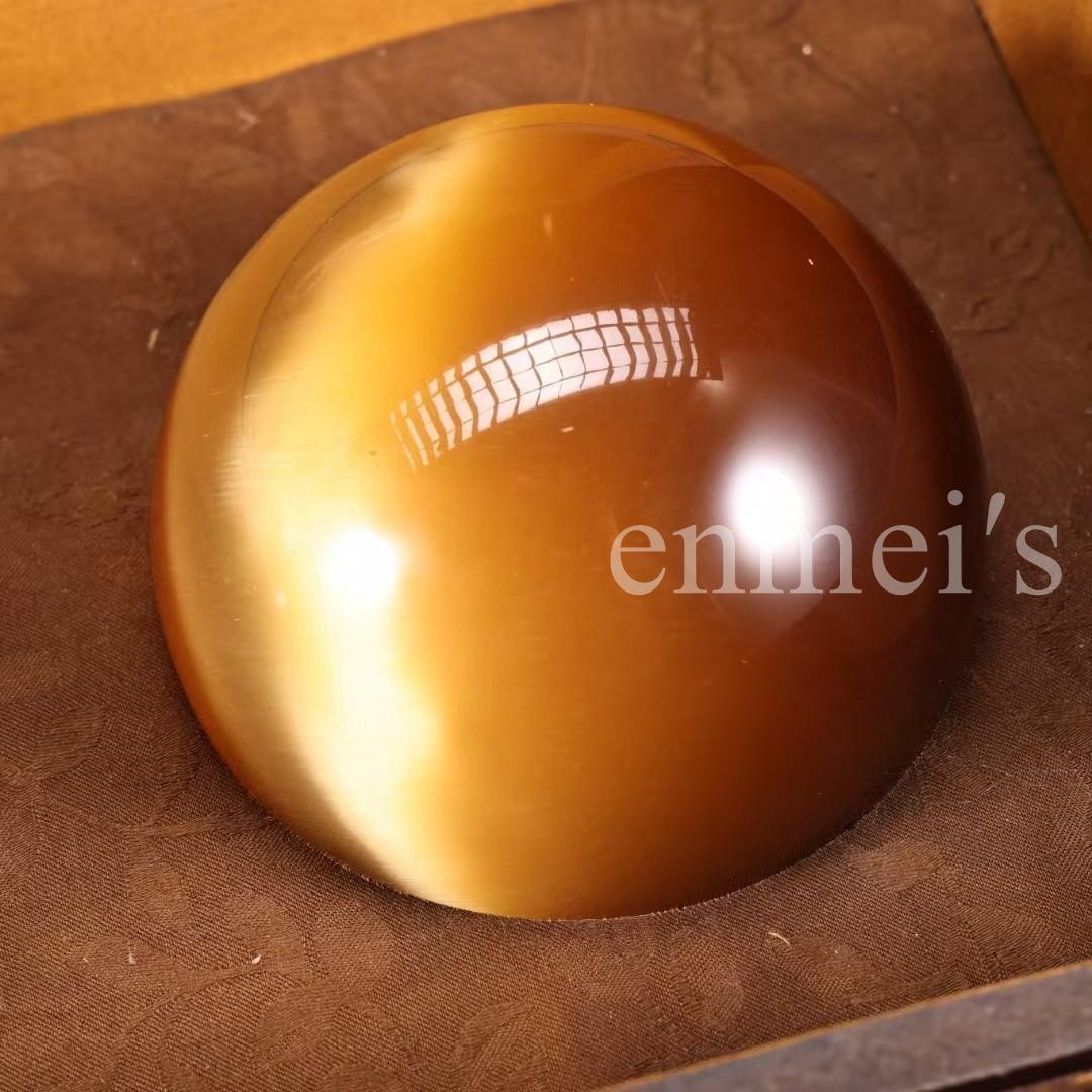 中国古美術・旧収蔵品・珍しい黄色大猫眼石球セット・漆箱付・1.3kg・聚財置物