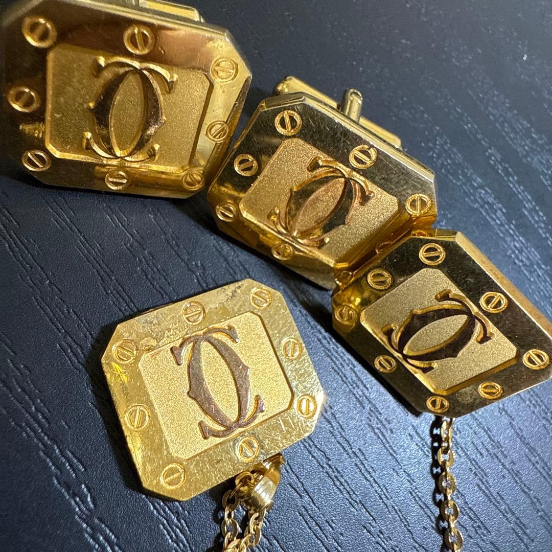 Cartier カルティエビンテージカフス、タイタック、タイチェーン3点