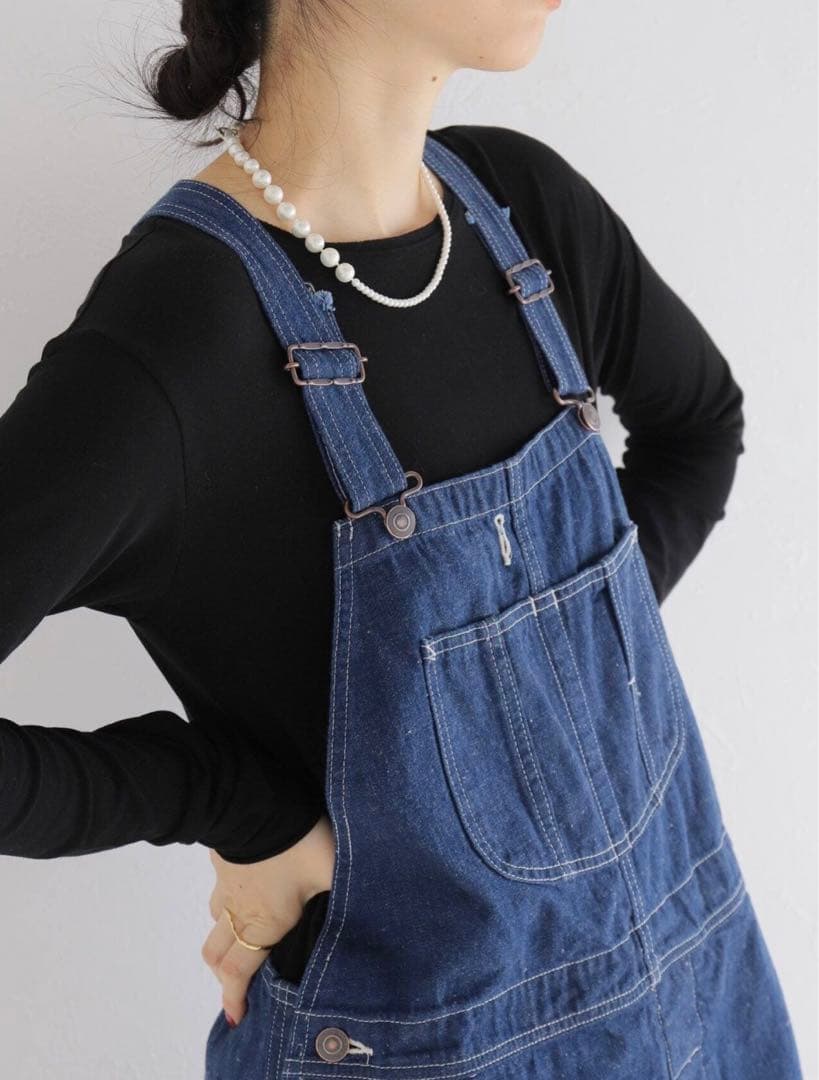 2023AWイエナ購入アンスクリアINSCRIREデニムオーバーオール30新品