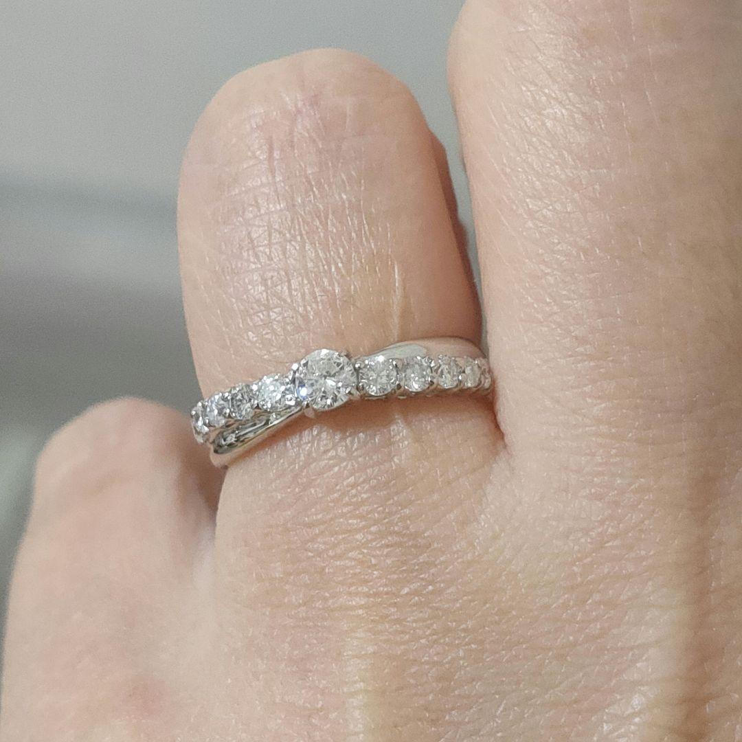 pt900 0.50ct エタニティリング ダイヤモンド ハーフエタニティ 8号