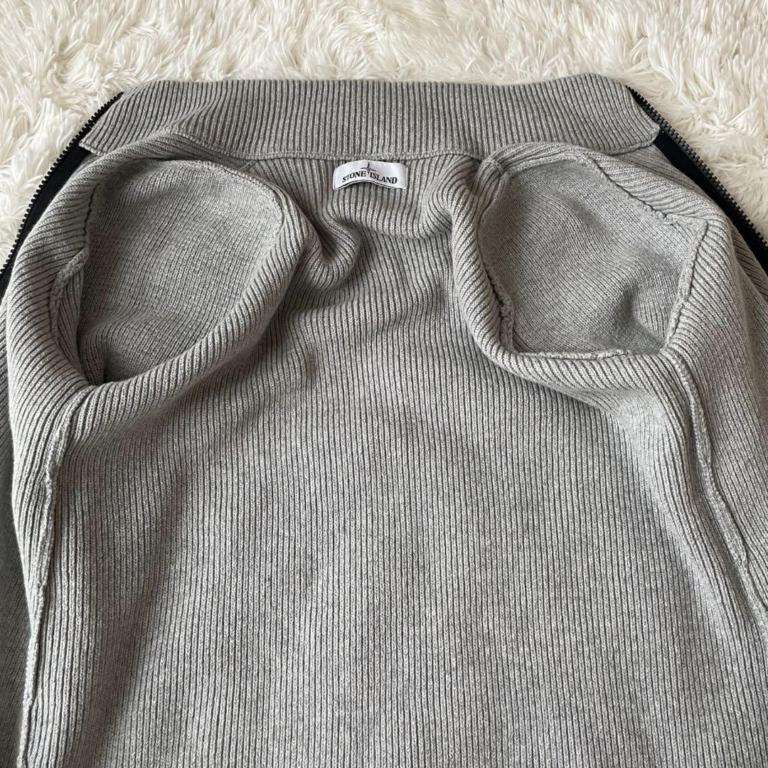 Stone Island ドライバーズニット M グレー フルジップ リブ編み