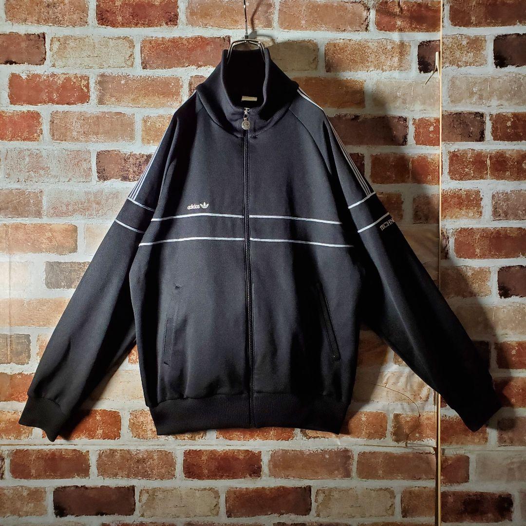 adidas アディダス デサント トラックジャケット テクノジャージ 黒×銀