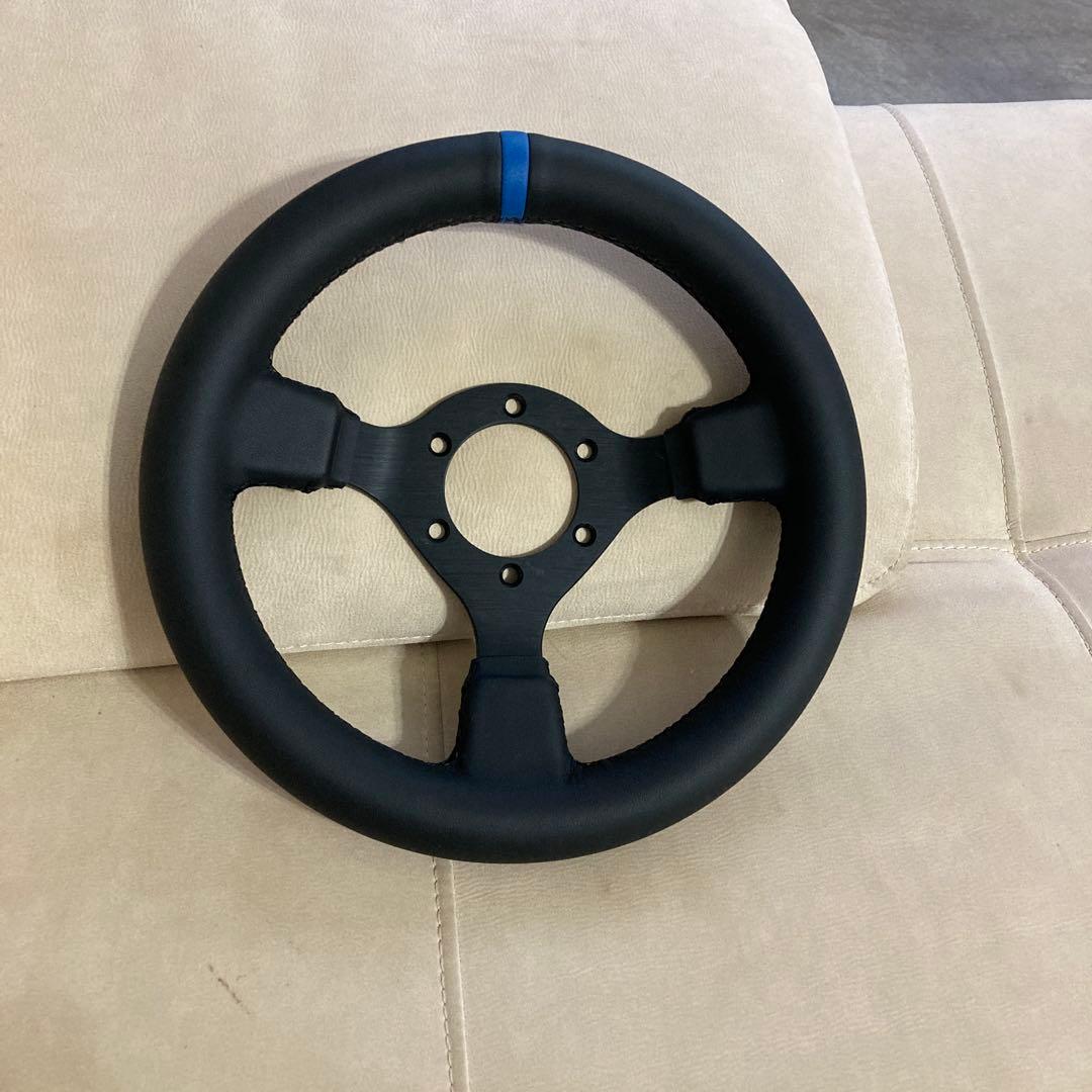 小径　ステアリングホイール 28cm 黒 ステアリング 28Φ PVCレザー ブラックスポーク ノスタルジック NISMO