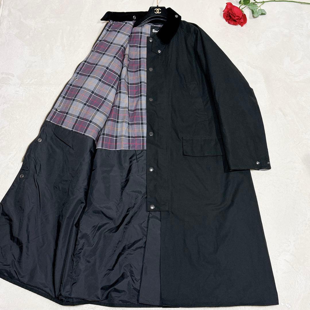 未使用✨　バブアー　ステンカラー　ロング　コート　XL ブラック KBF（ケービーエフ） ステンカラーコート コート ステンカラーコクーン