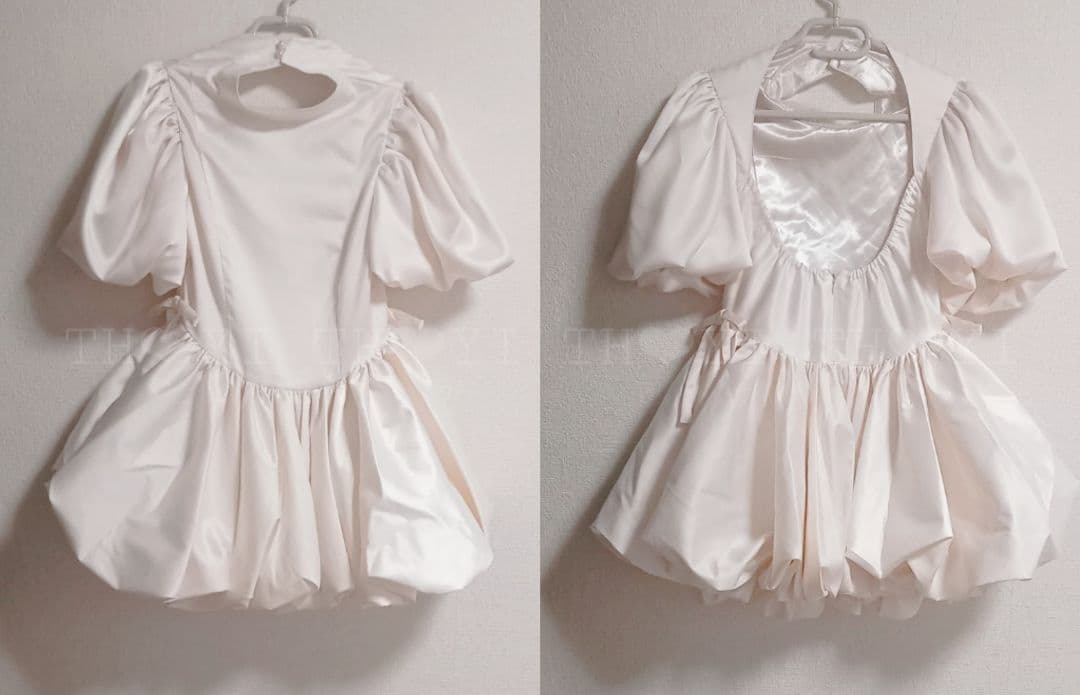 トリートユアセルフ サテンバルーンペプラムミニワンピース ピンク