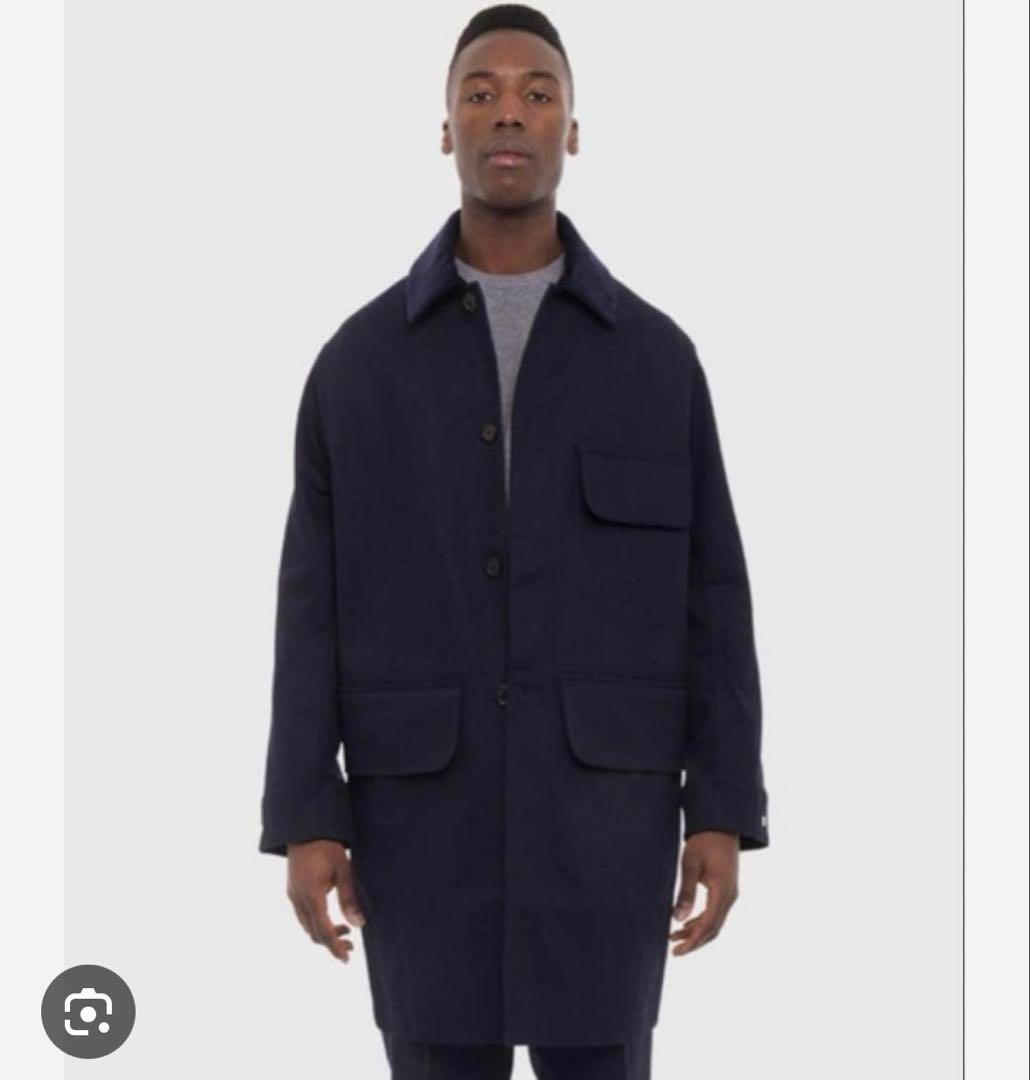 Acne Studios 17SS ステンカラーコート46ネイビー SL】レイヤードスタンドカラーコート/ネイビー/WATERPROOF（SLR2502