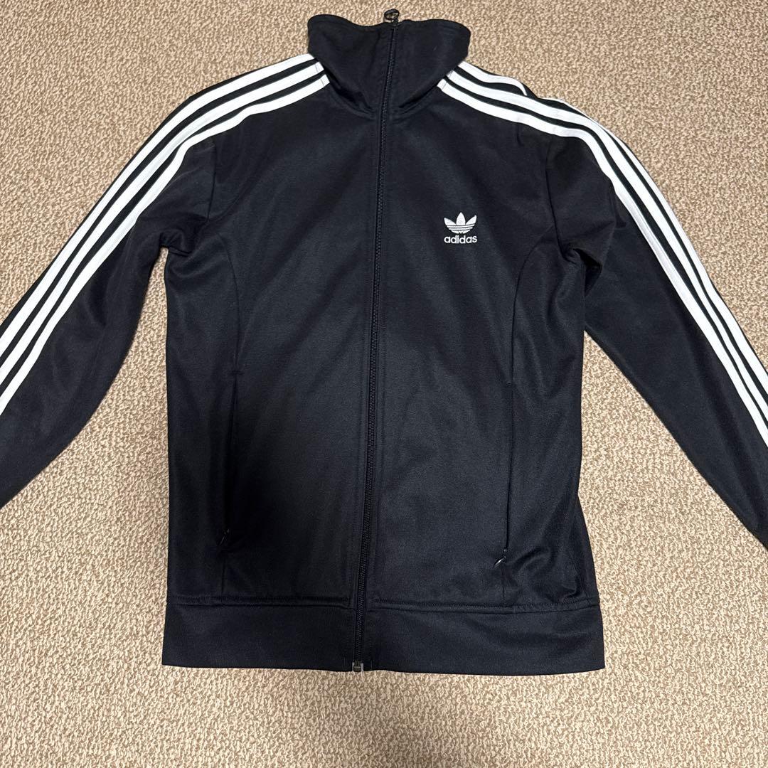 00S】アディダス ベッケンバウアー トラックジャケット 刺繍ロゴ 黒 XL