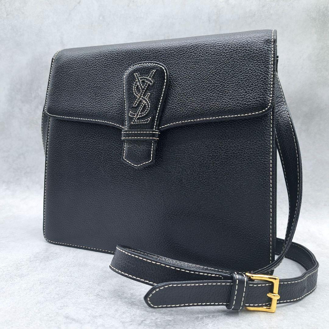 極美品 イヴサンローラン カサンドラ ショルダーバッグ YSL レザー ブラック SAINT LAURENT サンローラン バッグ ショルダーバッグ レディース