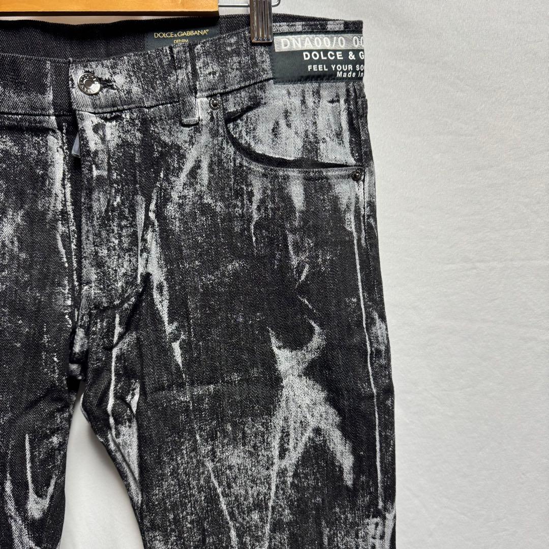 DOLCE&GABBANA マーブル 加工 ブラックデニムパンツ 52 - メルカリ
