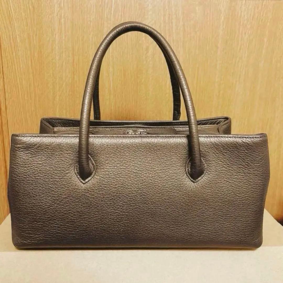 衿秀　利休バッグ　牛革　和装バッグ　レザー　ブラウン系　ブロンズ　和洋兼用 衿秀 公式 バッグ 和装 着物 ばっぐ bag 網代 あじろ 和装 横長 利休