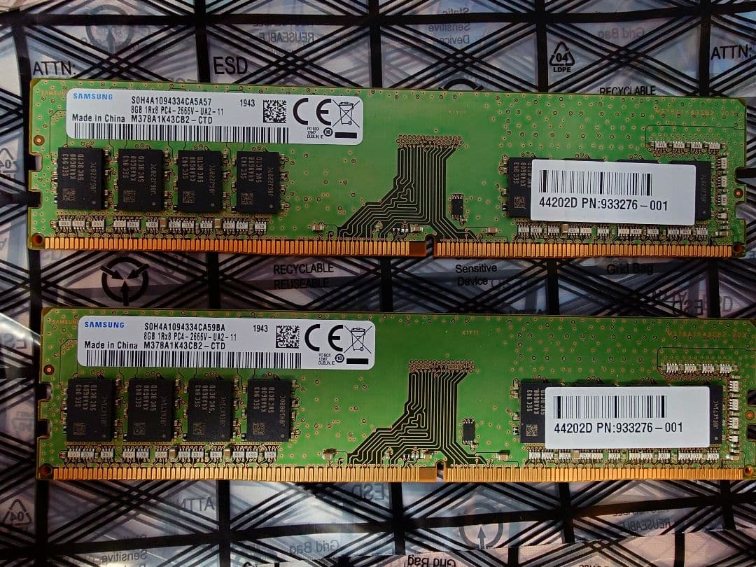 SAMSUNG DDR4-2666V 16GB(8GB×2）PC4 メモリ③ SAMSUNG（サムスン） 【中古メモリ】SAMSUNG 8GB DDR4-2666（PC4-21300