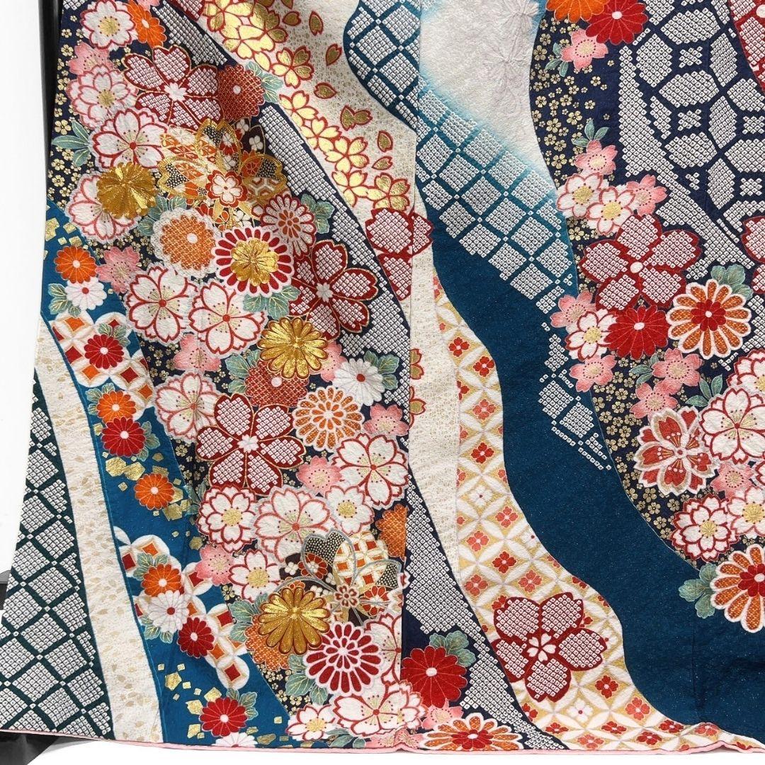 銀通し 金駒刺繍 金彩 桜花模様 花吹雪 振袖 着物 013a p - メルカリ