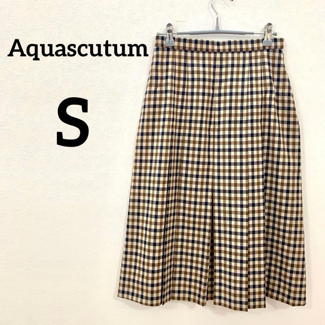 Aquascutum】チェック柄ウールフレアスカート イングランド製 - メルカリ