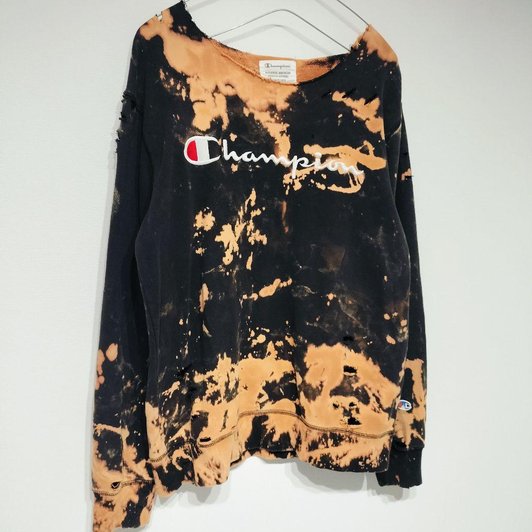 Champion ダメージ加工 ボロボロ スウェット グランジ M 匿名配送