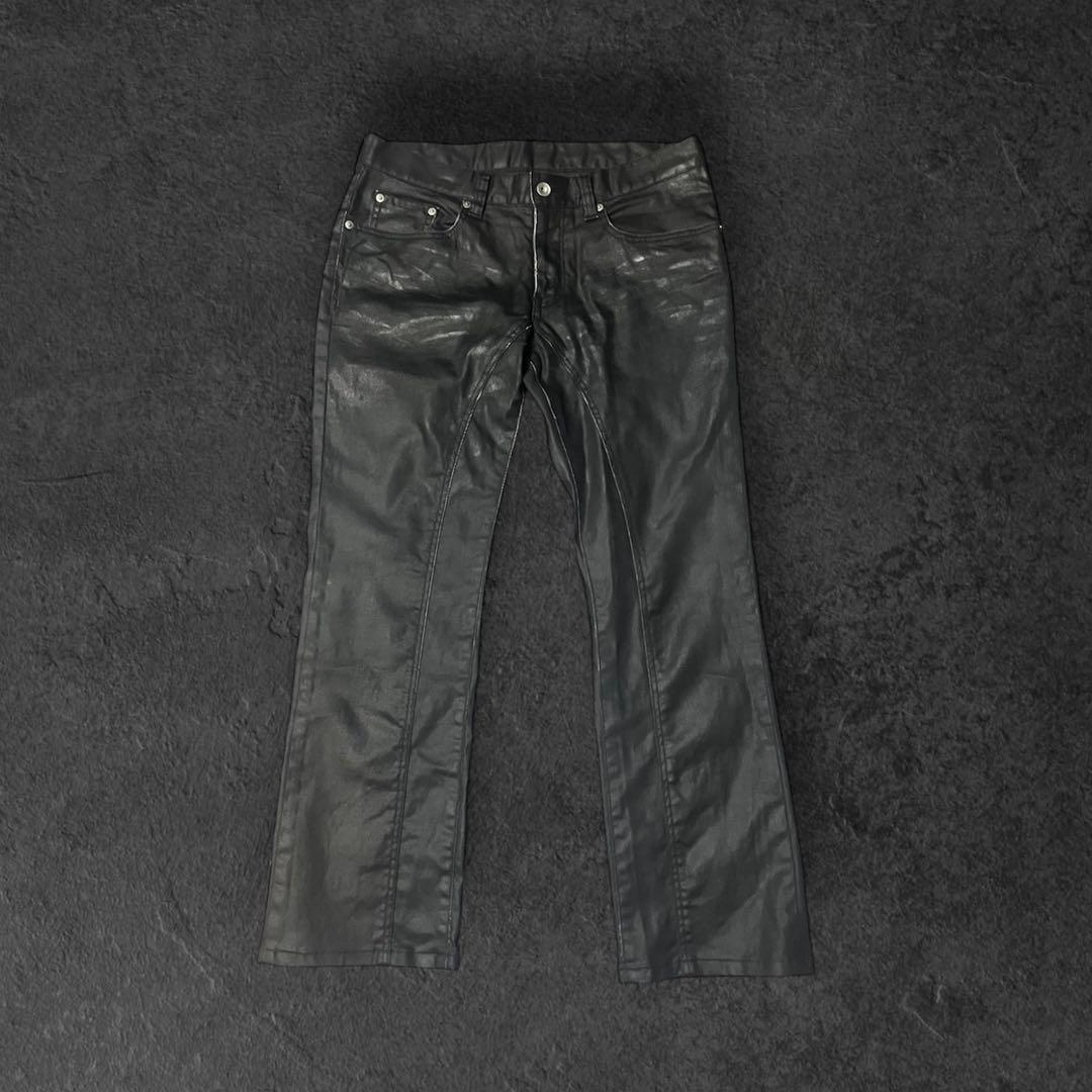 00s Archive Darkwear Opium コーティング パンツ 黒 opium-cargo-pants-vornox-black