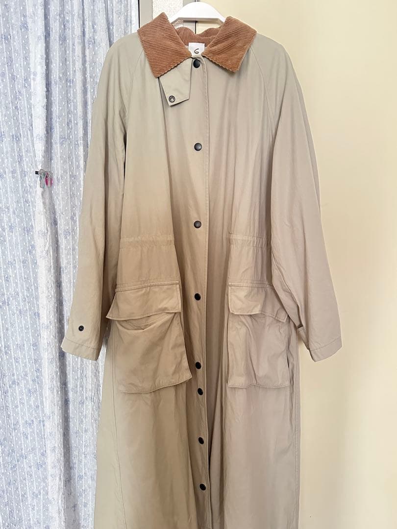 ベージュ コーデュロイ襟 ロングコート BONLECILL（ボンルシール）の「襟コーデュロイリバーメルトンロング