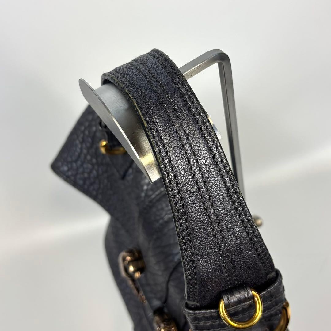 極美品 ブルガリ レオーニ ハンドバッグ ライオン シボ革 カード有