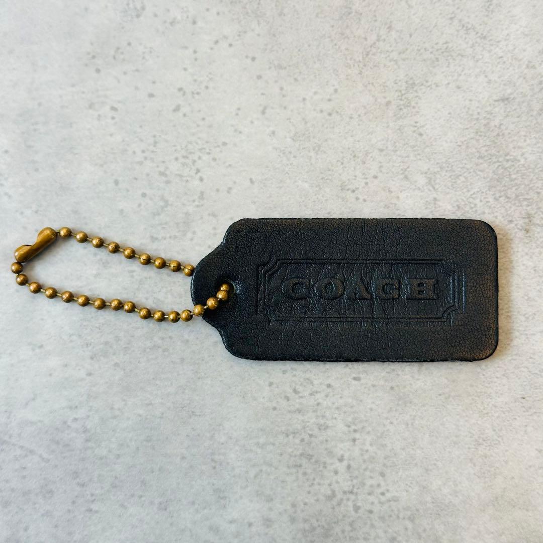OLD COACH leather hangtag charm BLACK - メルカリ
