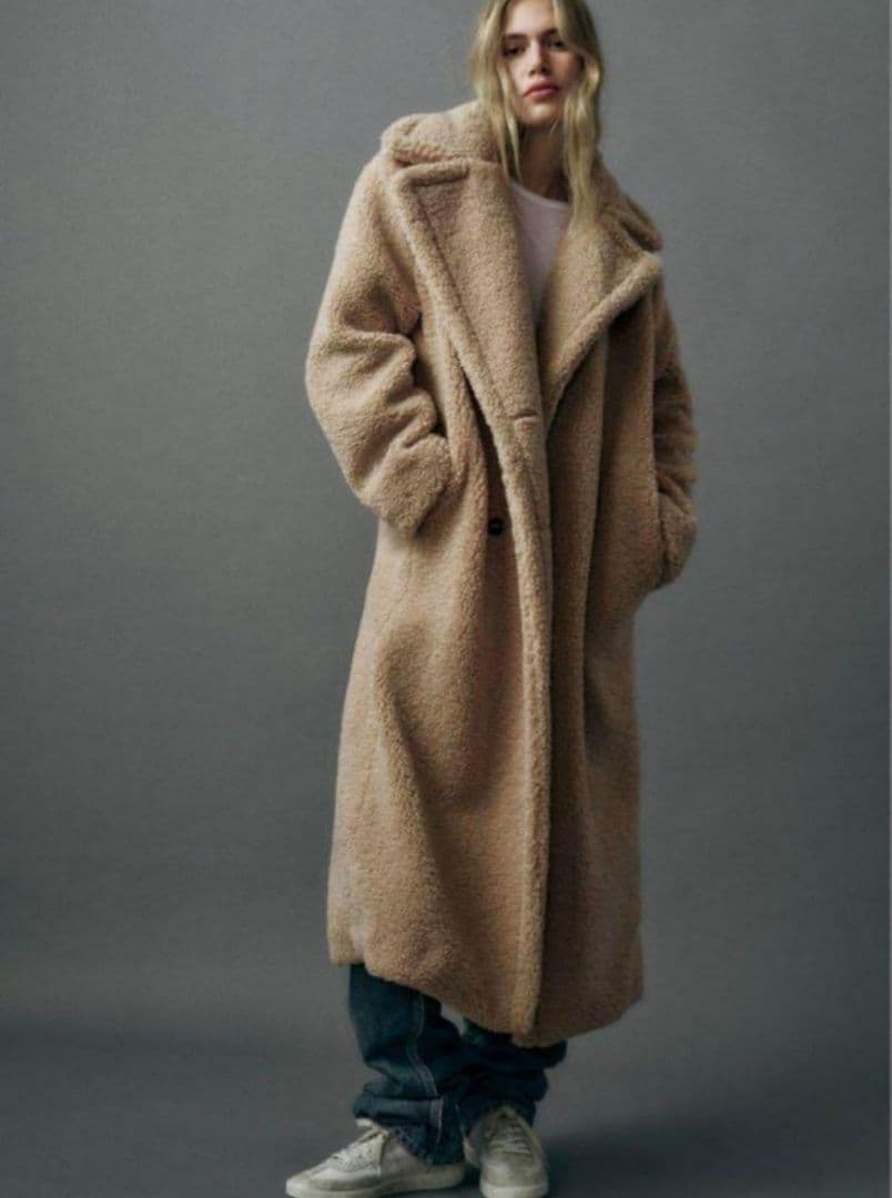 完売品ZARA エクストラロング フェイクボアコートテディベアコート M