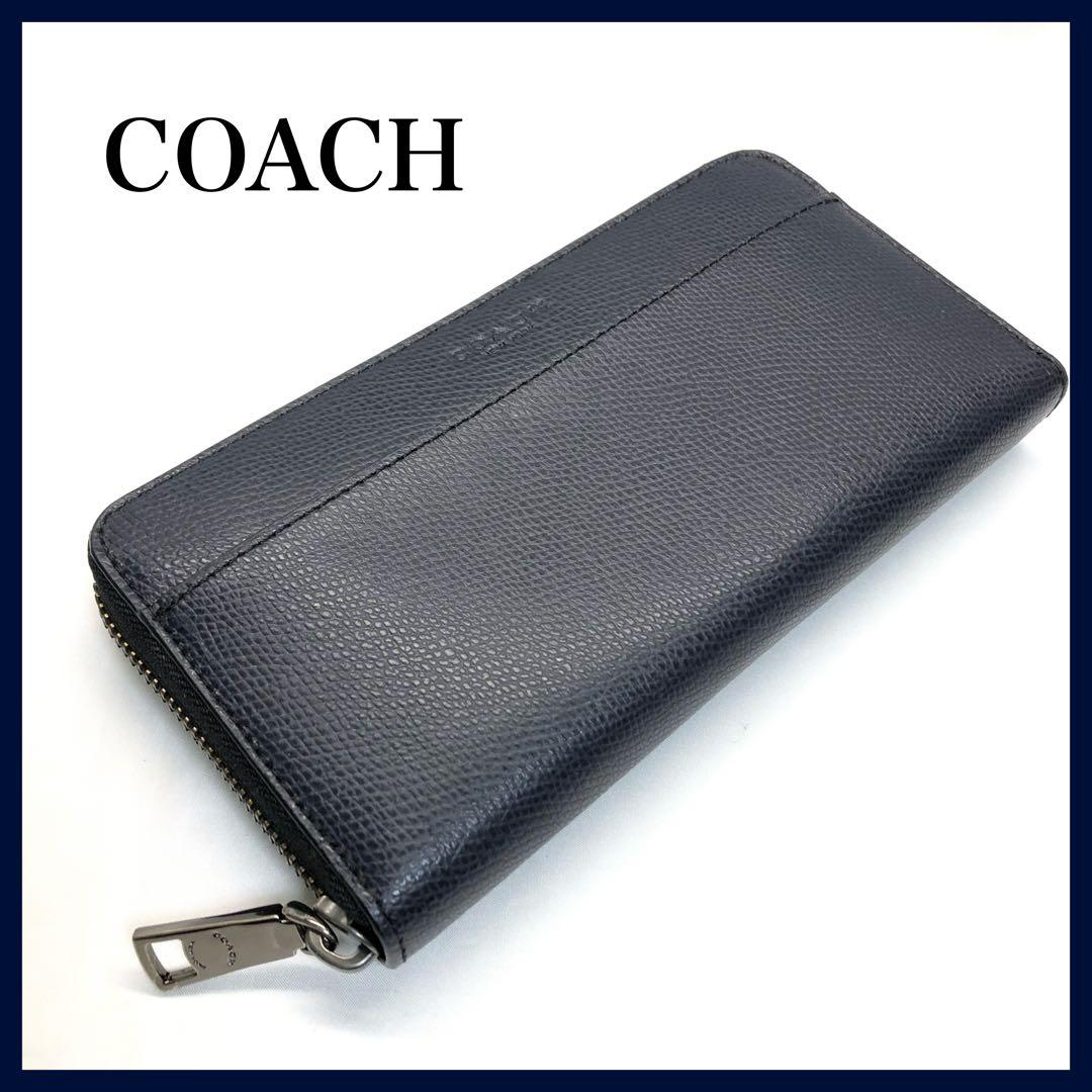 【極美品✨】　COACH コーチ　長財布　メンズ　ネイビー COACH（コーチ） 長財布 メンズ グラブタンレザー ロケット シップ