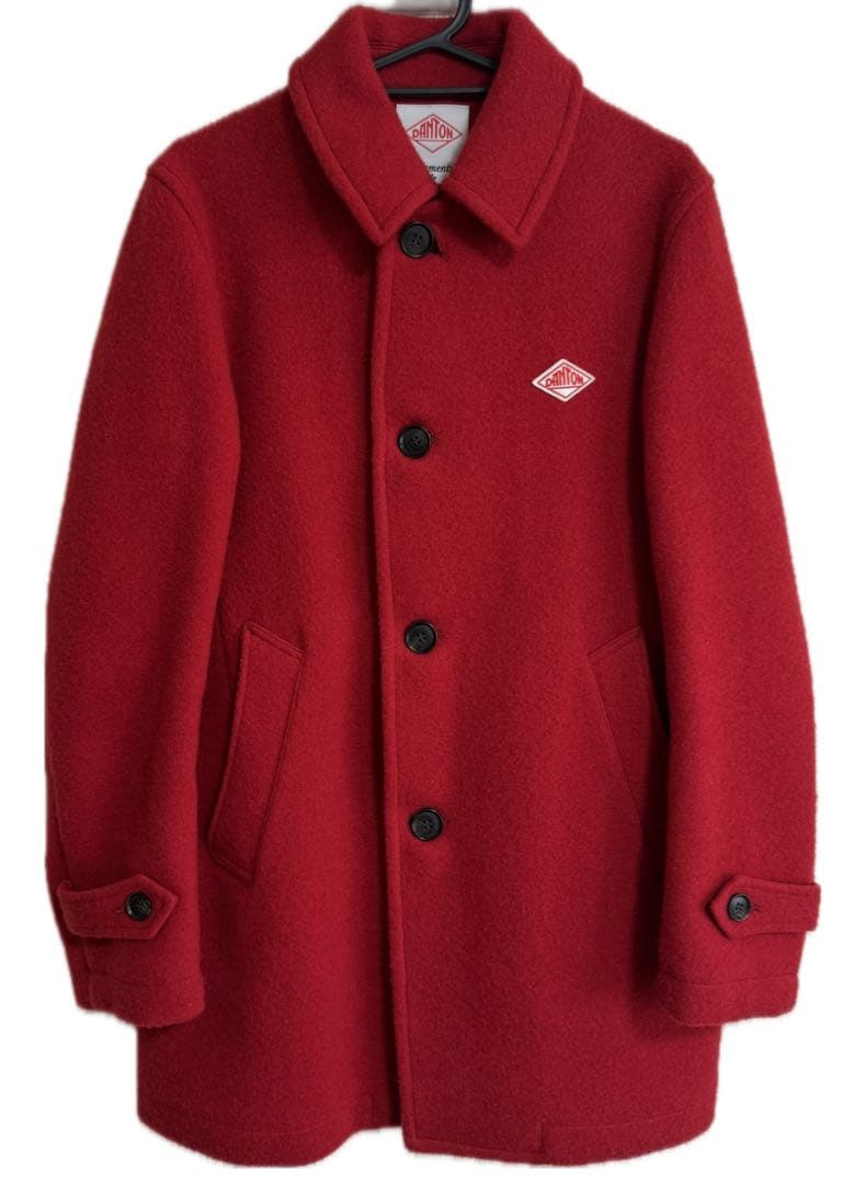 【未使用品級】DANTON ダントン チェスターコート赤 サイズ38 未使用品 ダントン ウールモッサシングルジャケット フード付き コート