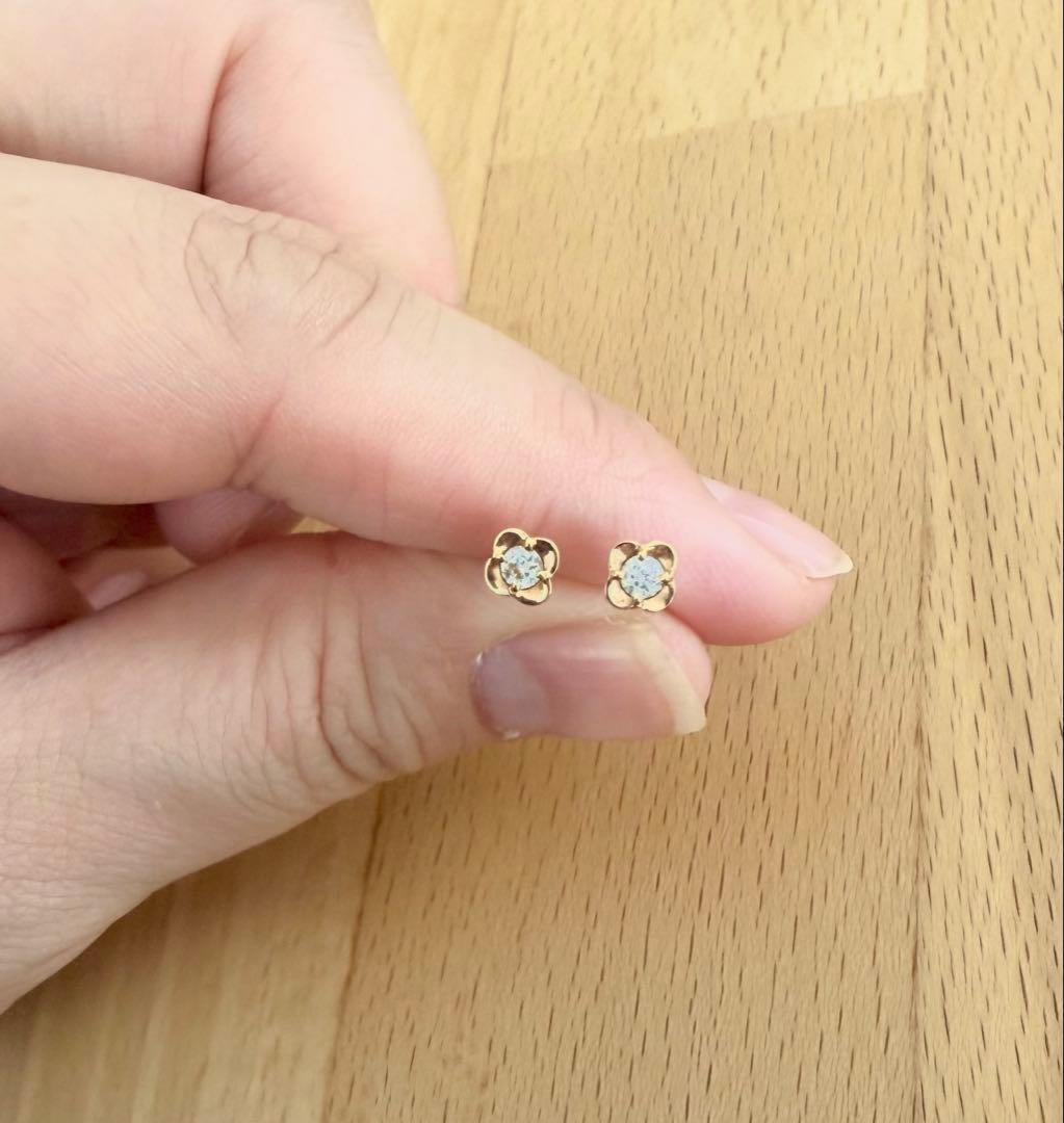 K10 花形 ピアス ダイヤモンドがキラキラと輝く フラワーピアス│K10/Pt Diamond Flower