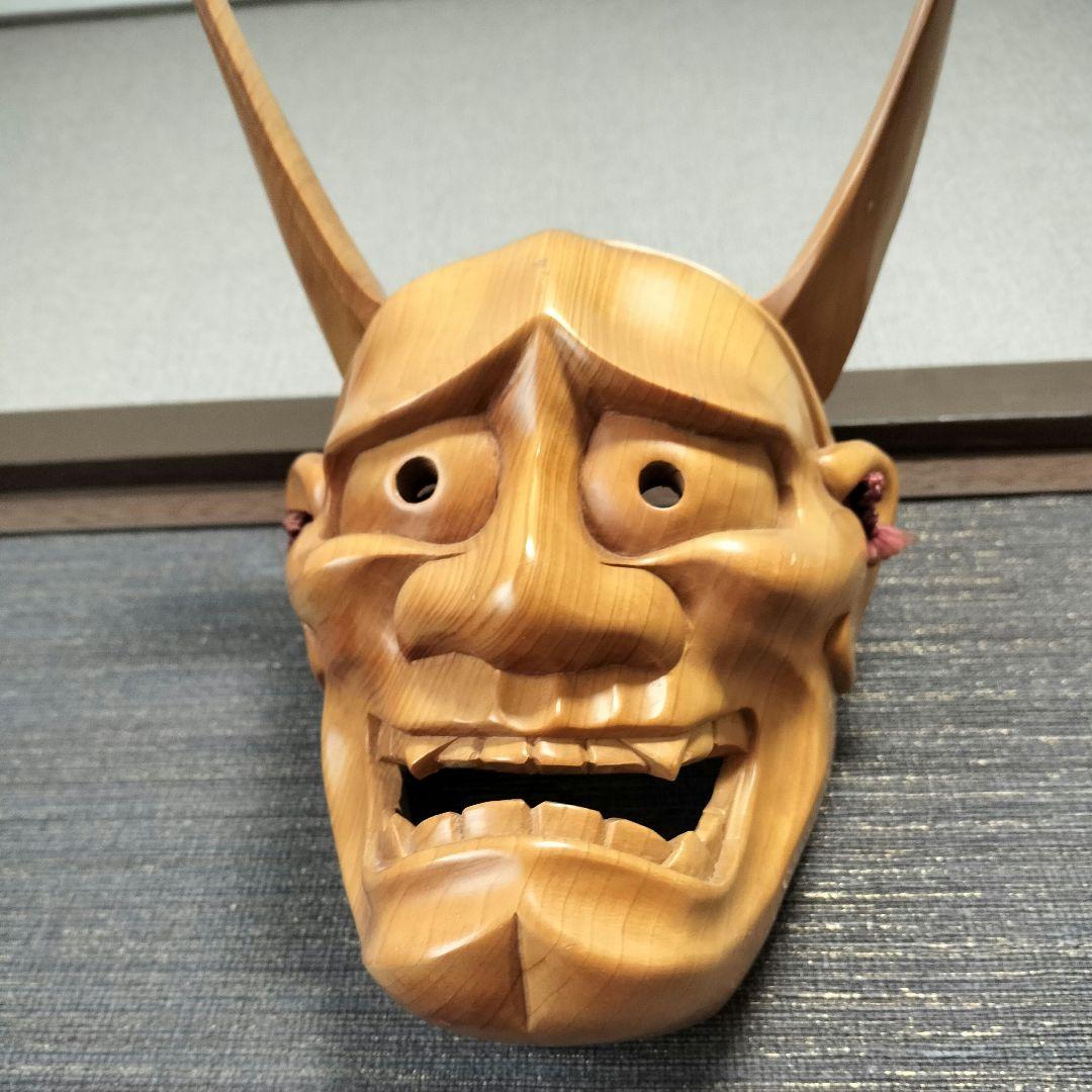 魔除け 木彫り 能面 般若 壁掛け インテリア - メルカリ