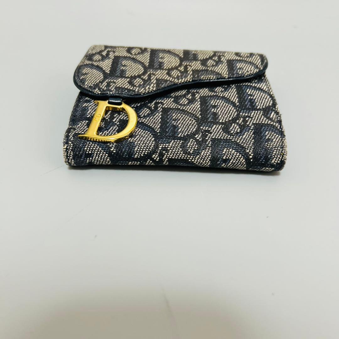 クリスチャンディオール 二つ折り財布 トロッター柄 サドル D金具