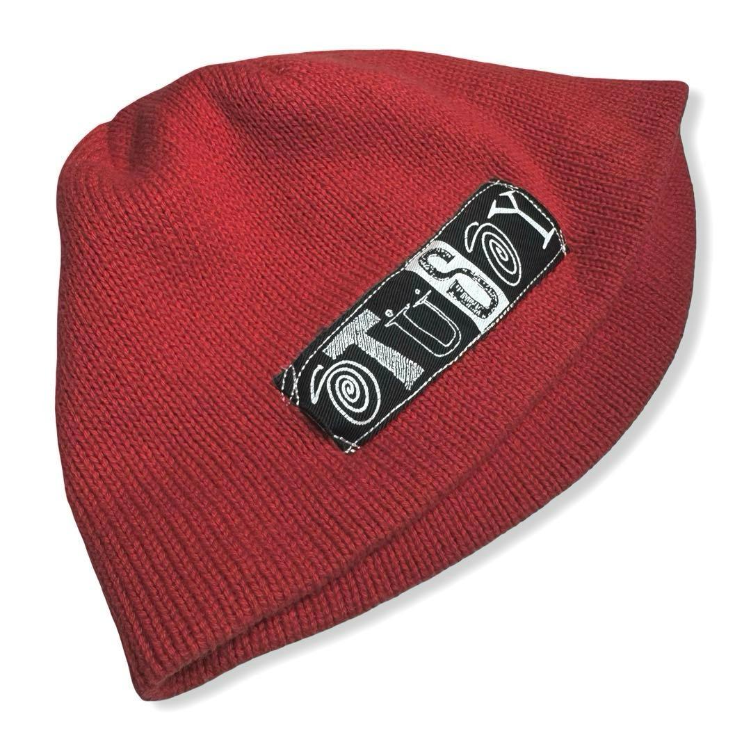 STUSSY｜90s USA製ロゴビーニーステューシー赤アメリカ製レッド90年代