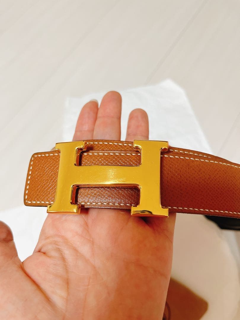 鑑定済み♡ 中古　HERMES リバーシブル　コンスタンス　レザーベルト 72 HERMES/エルメス】 Hベルト コンスタンス リバーシブル #70 ベルト