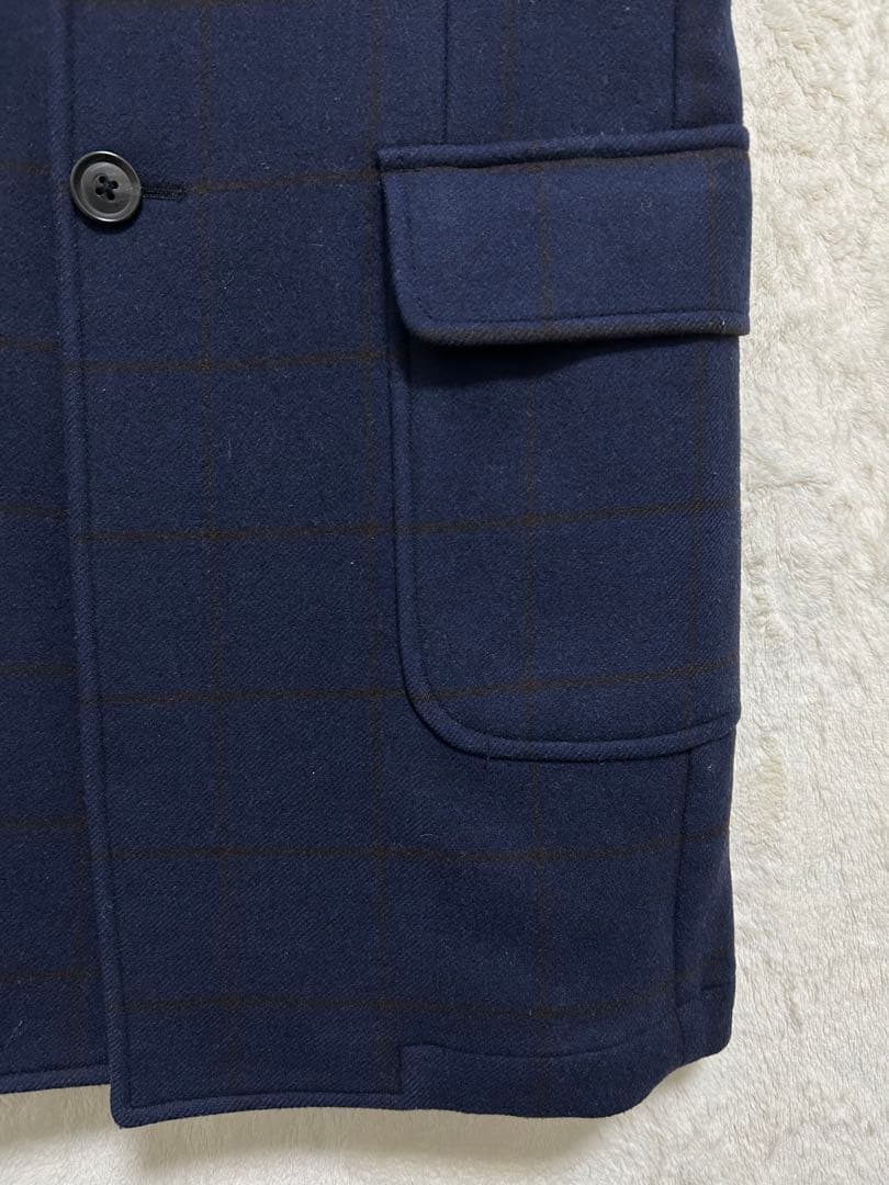 【美品】L.B.M.1911 メンズ チェスターコート 48 L ブルー×茶